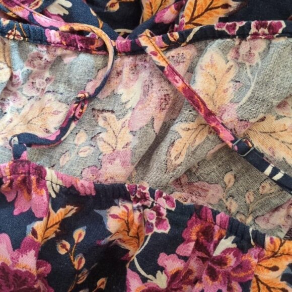 Old Navy Floral Sundress Sz XS Linen Rayon Blend Farmhouse Country Romantic Cott - Picture 3 of 5